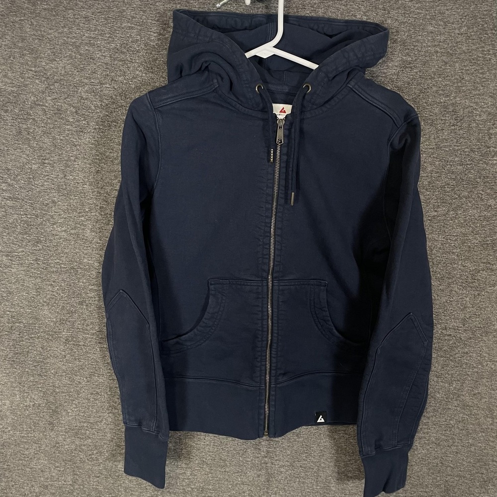 American Giant Hoodie Women Medium Blue Full Zip Fleece Logo Sweatshirt Made USA